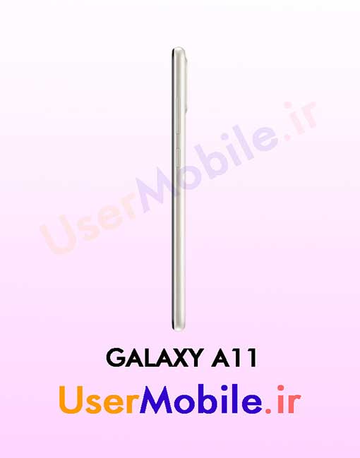 گوشی موبایل سامسونگ گلکسی A11 رنگ سفید از نمای بغل سمت راست